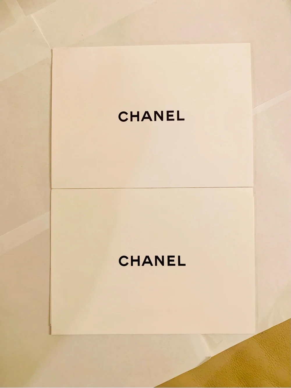CHANEL Receipt Holder Set White Black Logo Envelope Sleeve Card Authentic
